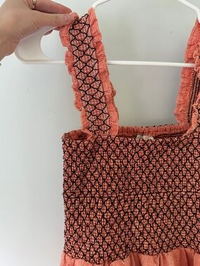 Coral Smocked Ruffle Tank Top